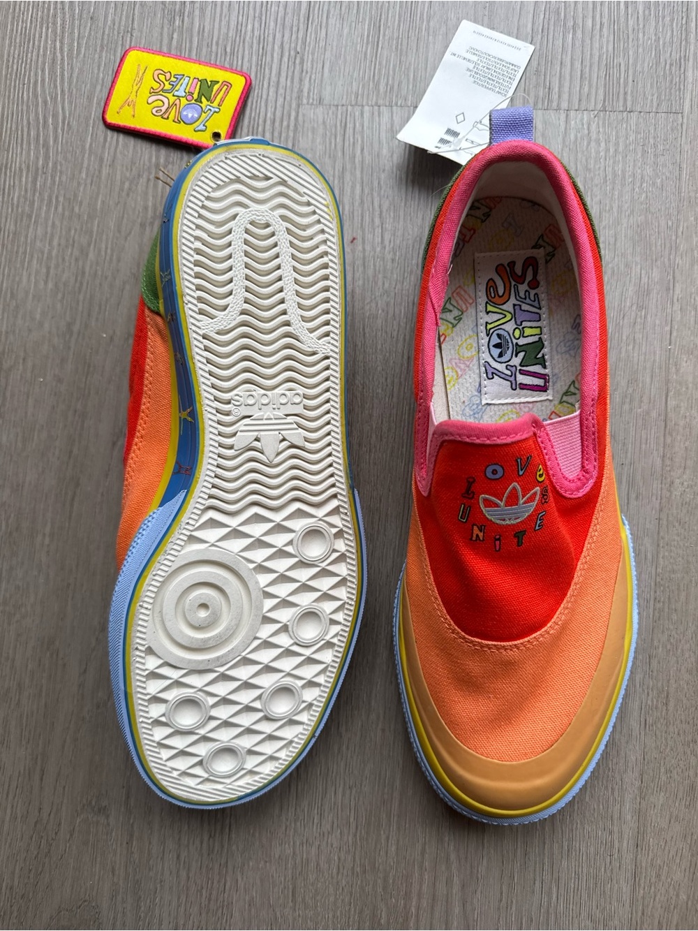 adidas Multicolor Slip-On Sneakers in Red, Orange, Pink and Yellow - Picture 9 of 13